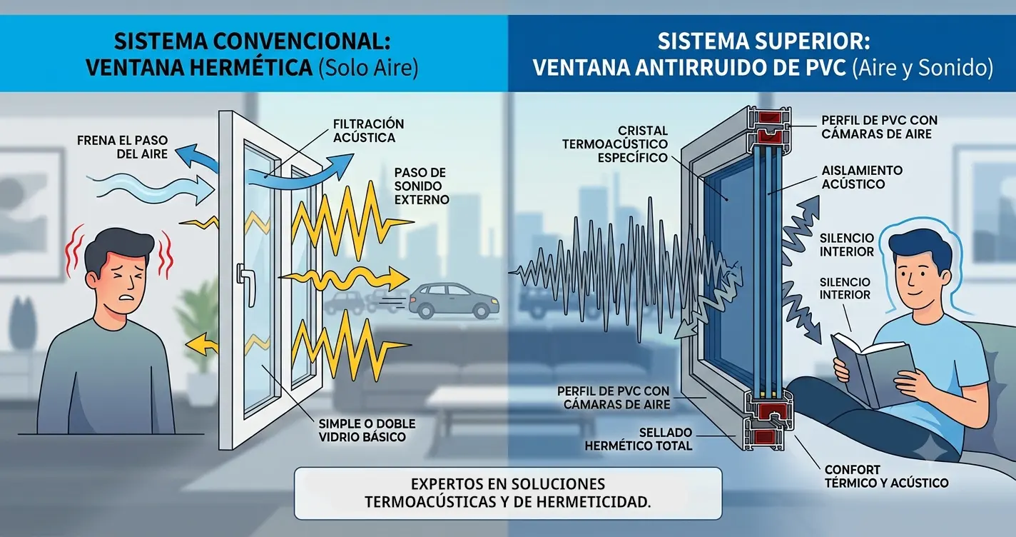 Ventanas Termoacústicas versus Ventanas Herméticas - Noisefree
